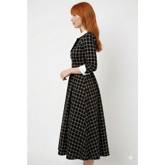 NEW Zapaka Vintage 50s Plaid Midi Dress 3/4 Sleeve sz XXL Swing dress Rockabilly - Picture 4 of 4